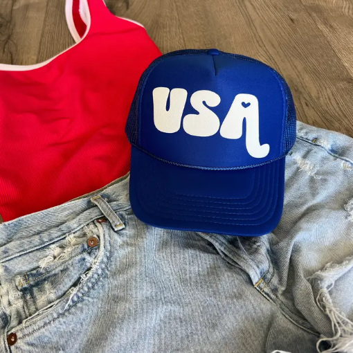 (SALE) Retro USA Trucker Hat (Blue)