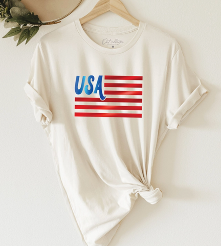 (DOORBUSTER) USA Foil Flag Graphic Tee (White)