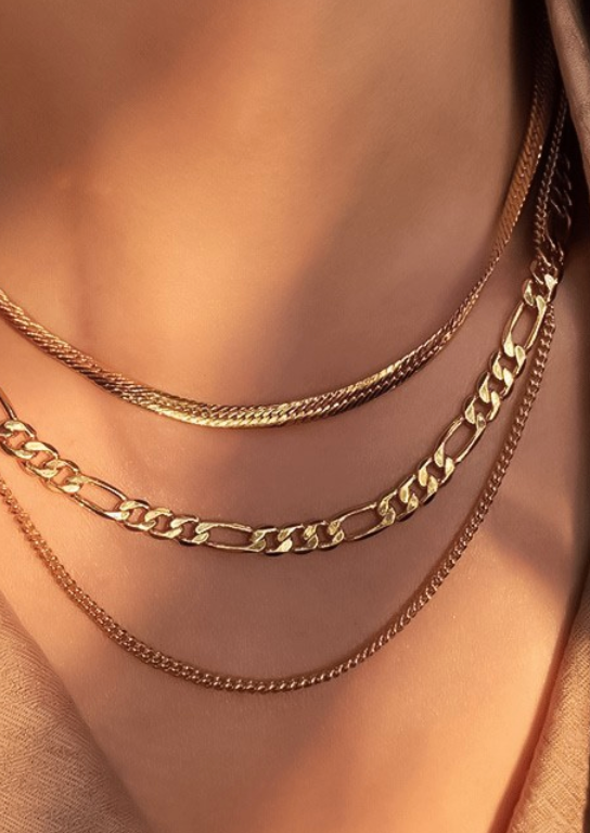 18K Stainless Steel Layered Chain Necklace