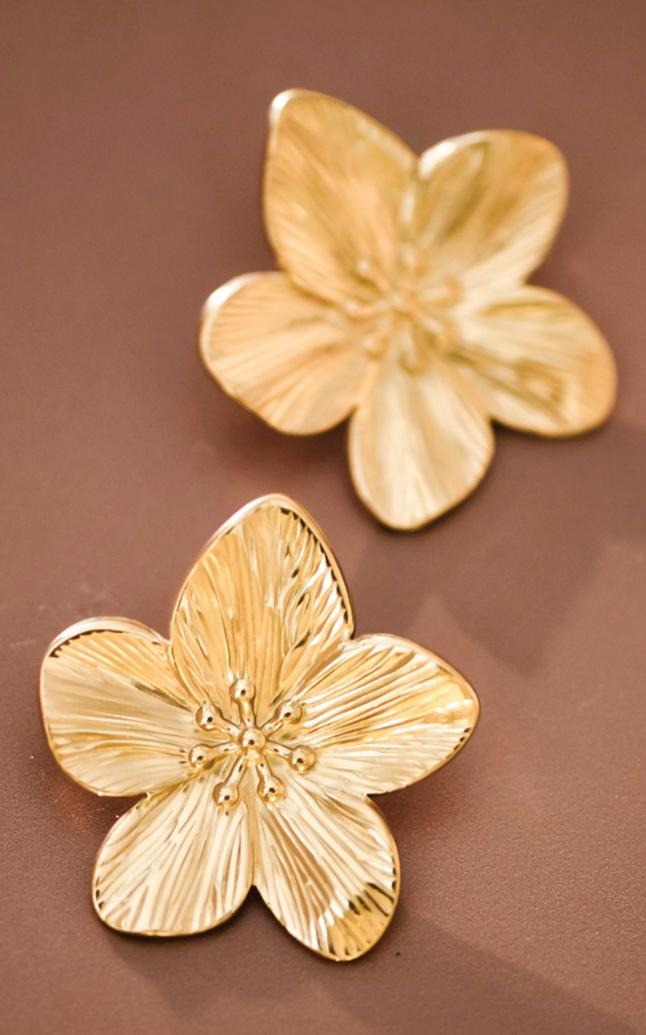 18K Stainless Steel Flower Earrings