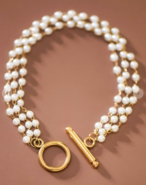 18K Stainless Steel Pearl Bracelet