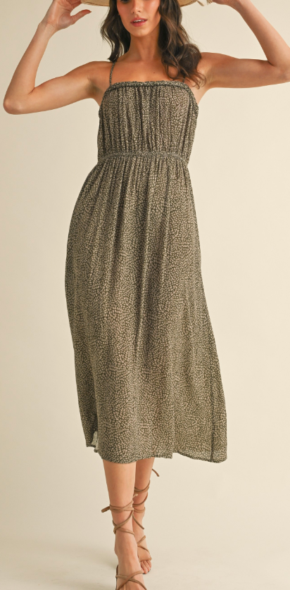 Sweet Emotion Olive Geo Print Dress