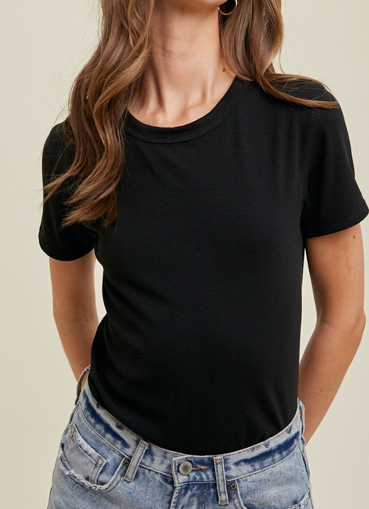 Ribbed Basic Tee (Black)