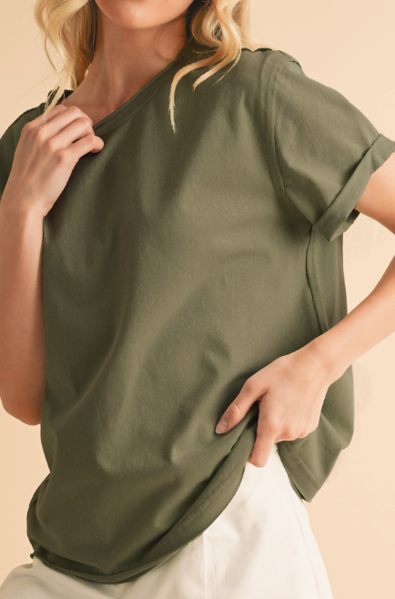 Easy Does It Basic Tee (Light Olive)