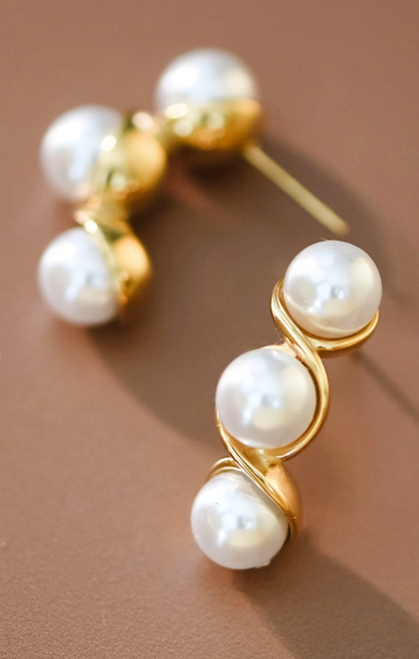 Stainless Steel Pearl Trio Earring