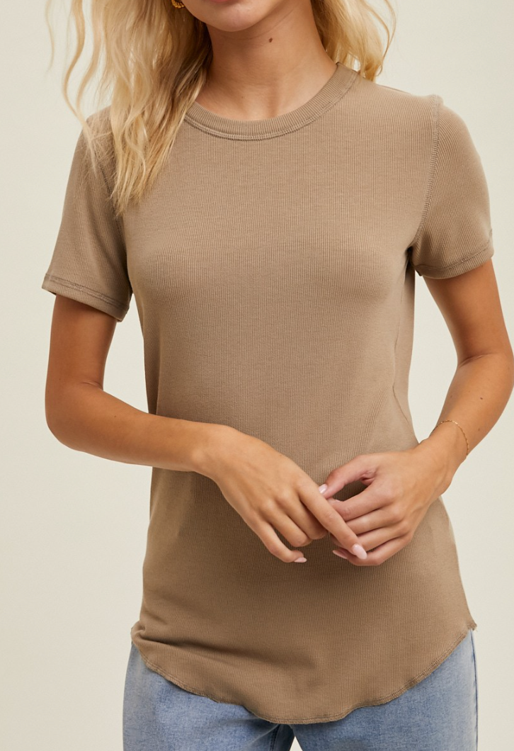 Ribbed Basic Tee (Mocha)