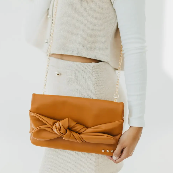 Bow Clutch/Crossbody - Brown