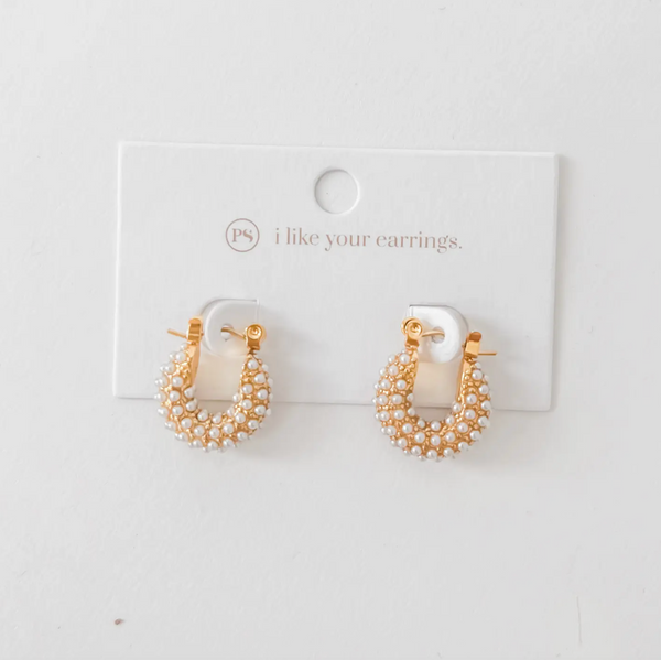 Huggie Pearl Earrings