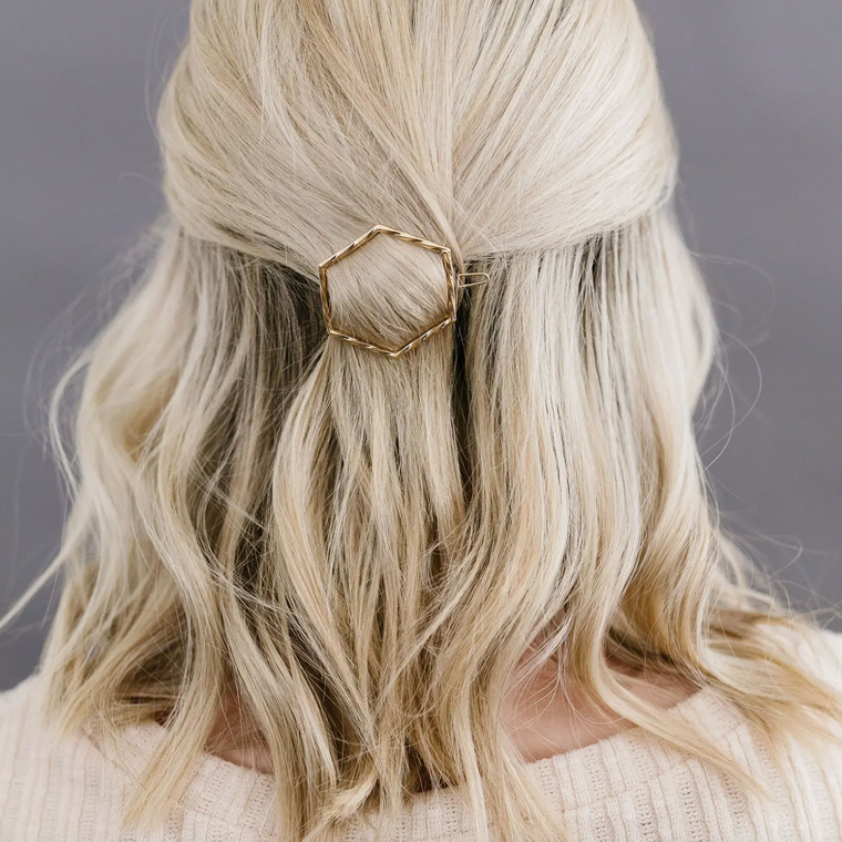 Gold Hexagon Hair Clip