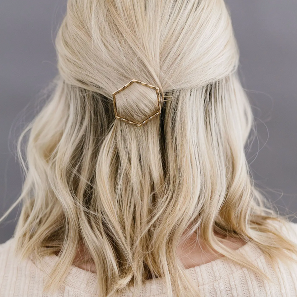 Gold Hexagon Hair Clip