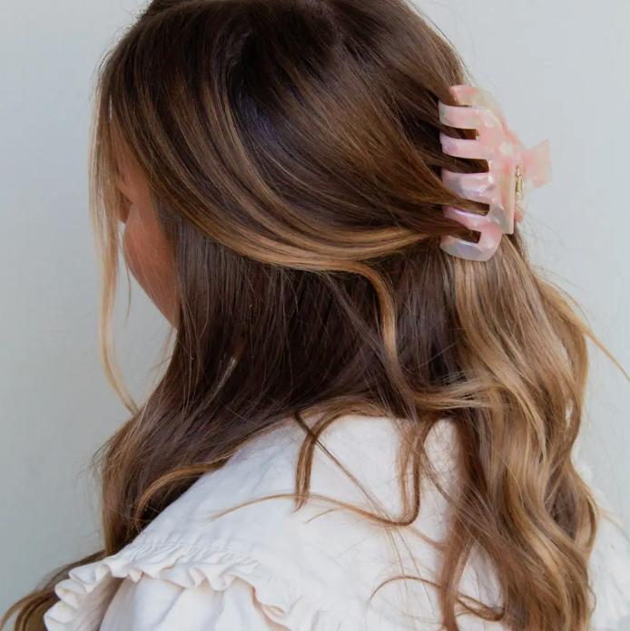 Pink Marbled Hair Clip
