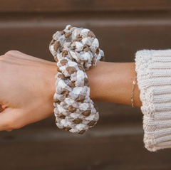 Oversized Brown Checkered Scrunchie
