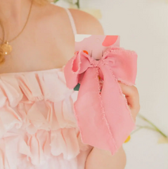 Frayed Edge Pink Bow Clip
