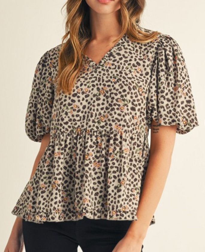 Can't Stay Away Floral & Animal Print Peplum