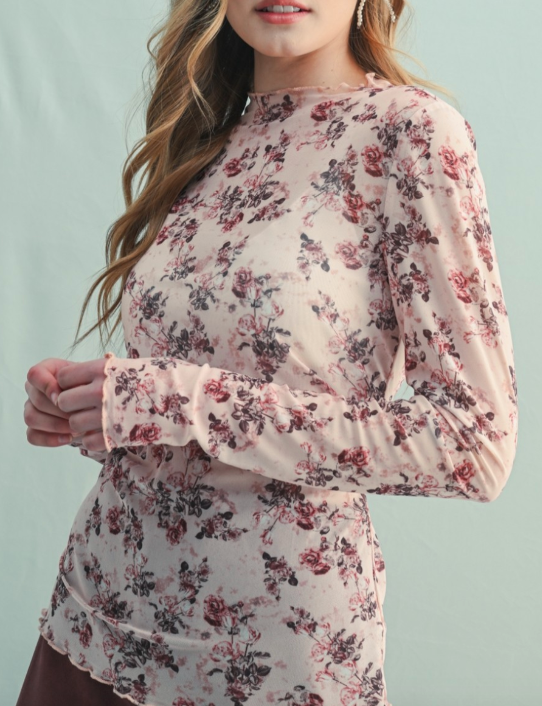 Final Rose Mesh Knit Top (Cream/Rose)
