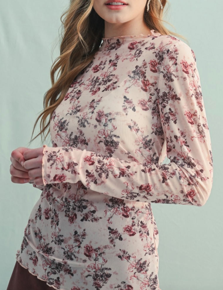 Final Rose Mesh Knit Top (Cream/Rose)