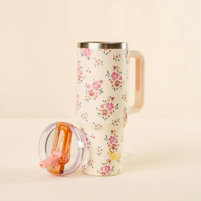 40oz Flip Straw Tumbler - Daydream Cream Floral