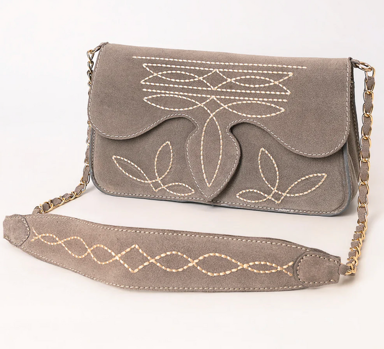 Western Suede Crossbody (Taupe)