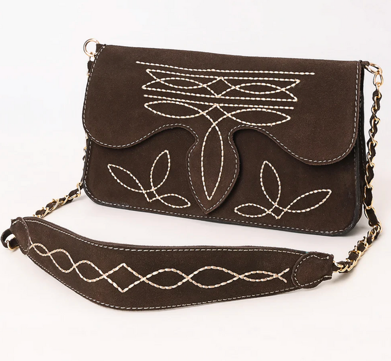 Western Suede Crossbody (Brown)