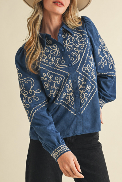 Saddle Up Suede Top - Blue
