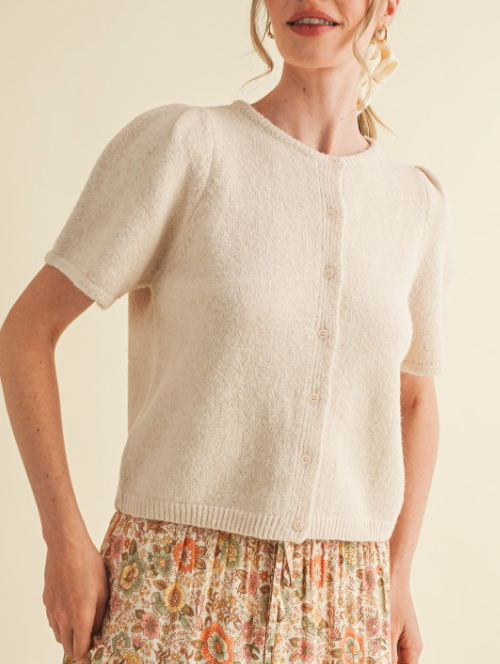 Wherever We Go Button Up Sweater - Cream