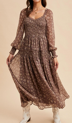Magic Moment Floral Dress (Mocha)