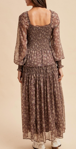 Magic Moment Floral Dress (Mocha)