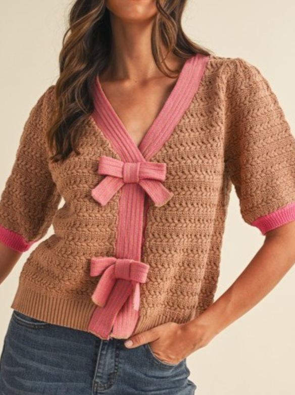 Girly Girl Bow Sweater Cardigan
