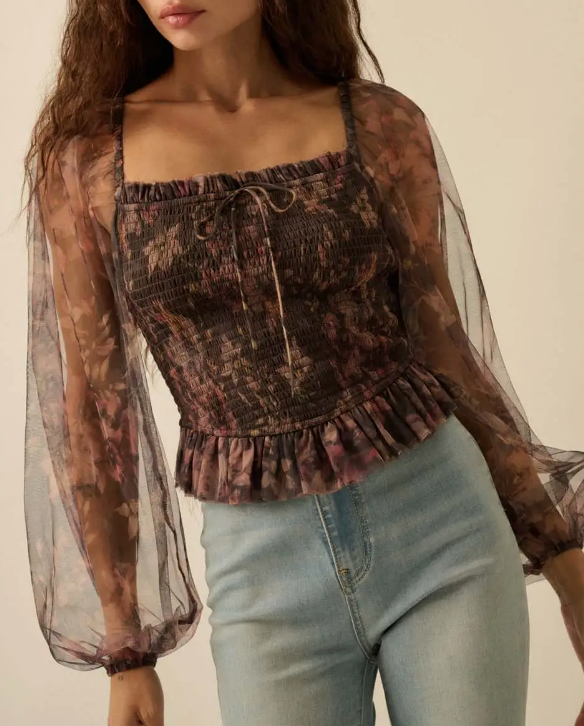Only In Your Dreams Floral Smocked Top