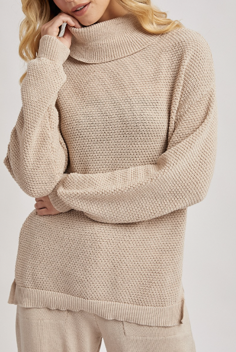 Seasonal Favorite Cowl Neck Sweater (Beige)