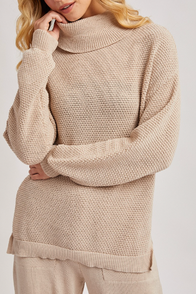 Seasonal Favorite Cowl Neck Sweater (Beige)