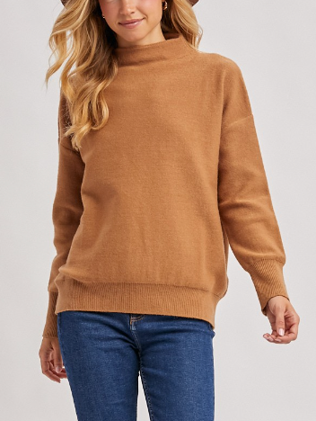 That Fall Feeling Funnel Sweater (Camel)