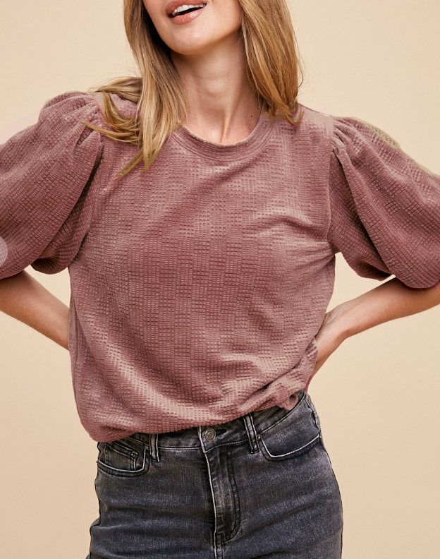 Falling For You Textured Blouse (Mauve)