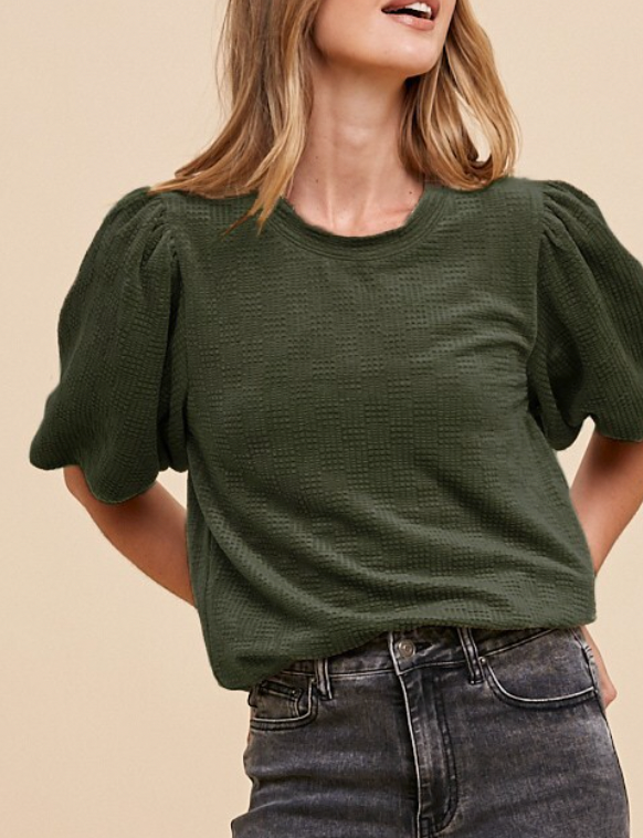 Falling For You Textured Blouse (Olive)