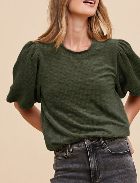 Falling For You Textured Blouse (Olive)