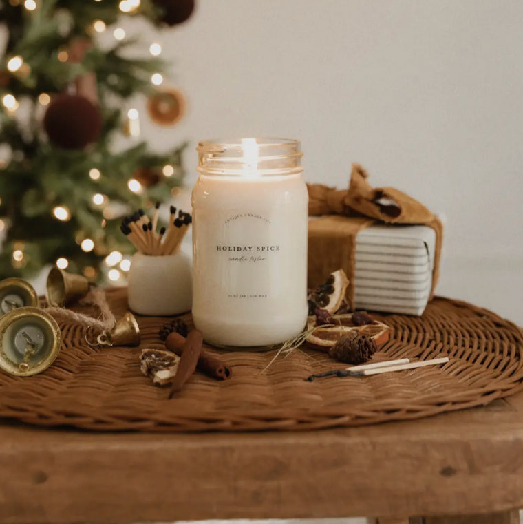 Holiday Spice 16oz Mason Jar Candle