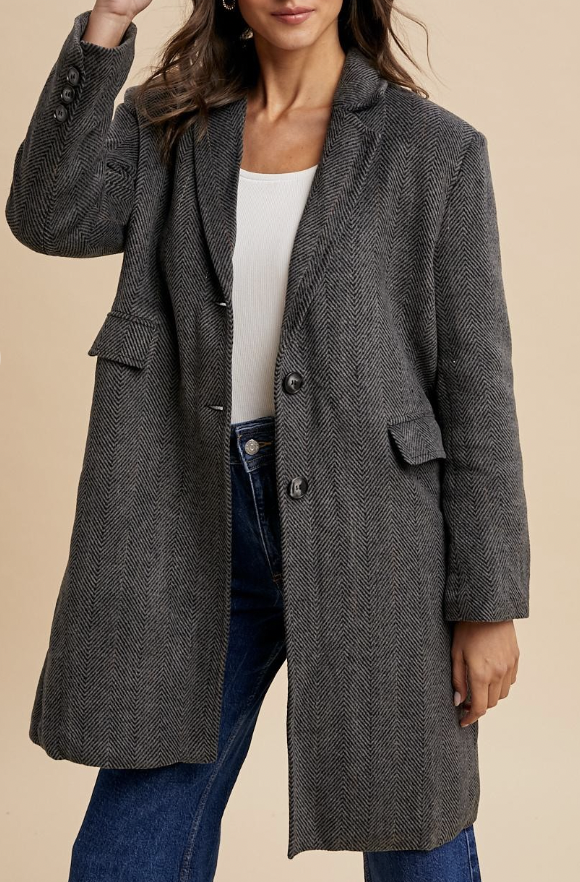 (SALE) She's Classic Herringbone Coat