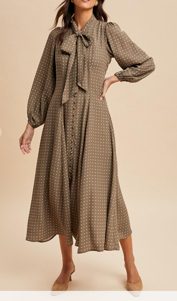 All Of You Forever Polka Dot Dress (Olive)