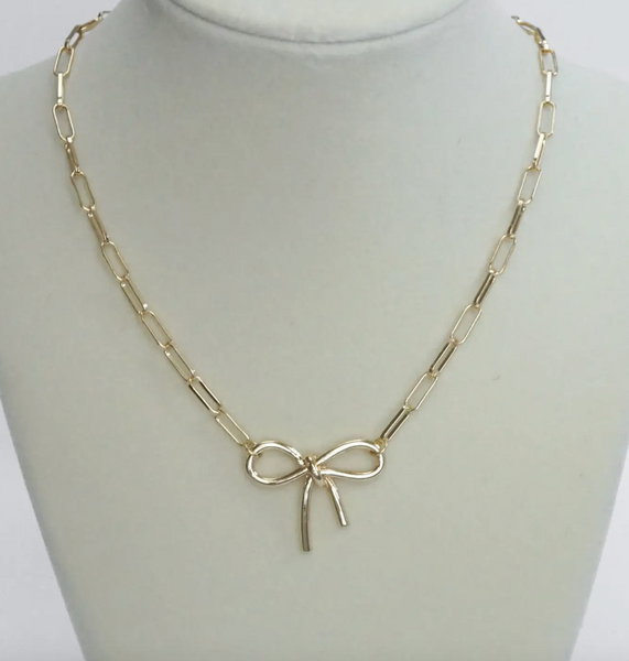 Bow Link Bow Necklace - Gold