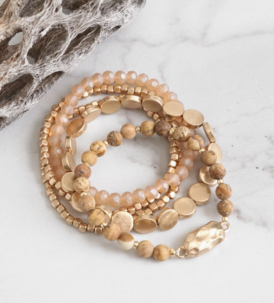 Stack Of Five Bracelets - Savanna