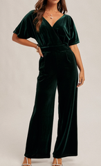 Only The Beginning Velvet Jumpsuit (Hunter Green)