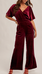 Only The Beginning Velvet Jumpsuit (Burgundy)