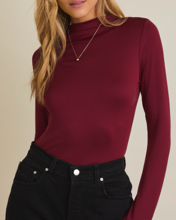 Always Necessary Ruched Bodysuit (Cranberry)