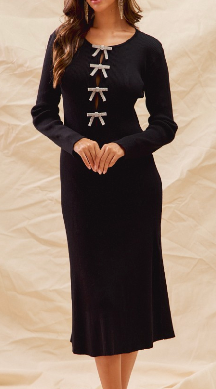 In The Moment Bow Dress (Black)