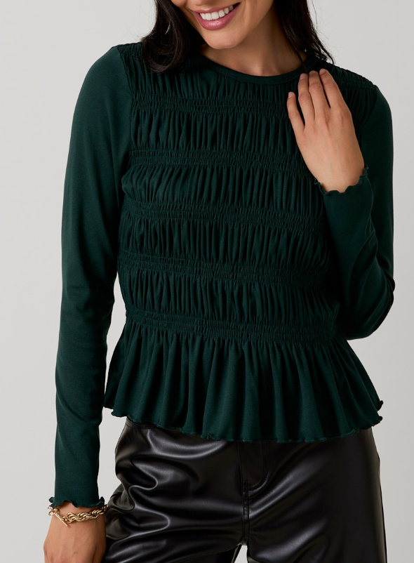 Jolly Good Time Smocked Top (Hunter)