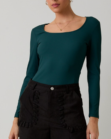 Here For The Party Square Neckline Bodysuit (Green)