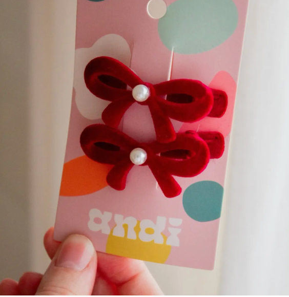 Red Velvet Hair Clip Two Pack