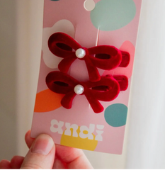 Red Velvet Hair Clip Two Pack