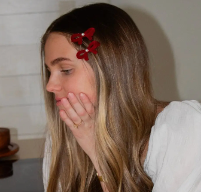 Red Velvet Hair Clip Two Pack