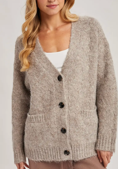 Cabin Cozy Button Down Cardigan (Latte)